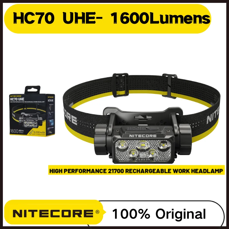 

NITECORE HC70 UHE 1600Lumens 6 x NiteLab UHE LED USB-C Rechrgeable Headlamp White Light+Red Light With 6000mAh Battery