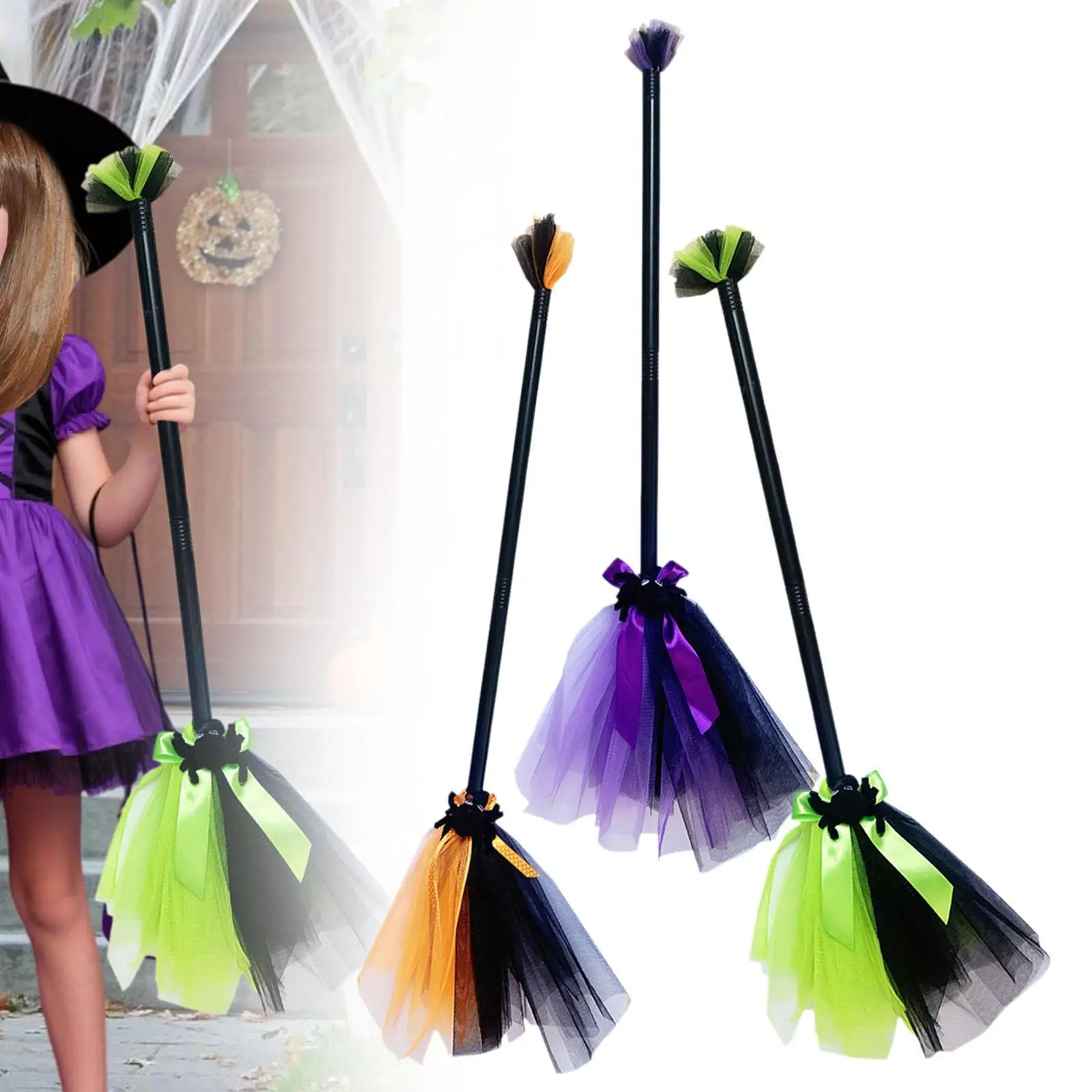 Party Broomsticks Length 82cm Cosplay Broom Props Halloween Witch Broom for Masquerade Show Dance Party Dress up Dancing Party