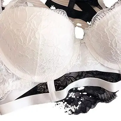 

KUCLUT High-Quality White Lace Sexy Bra And Panty Set Europe America Thin Thick Push Up Women Underwear Plus Size Lingerie