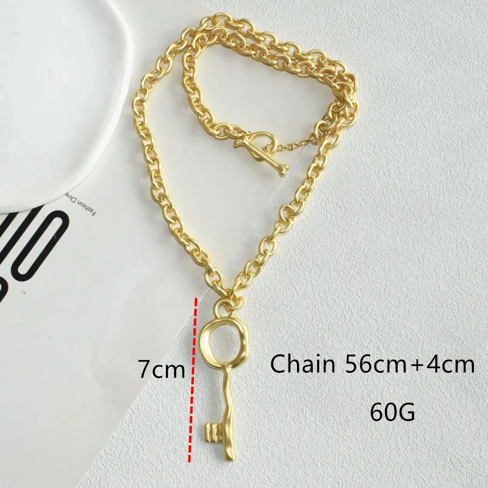 Marken-Modenschau Metall-Legierung Schlüsselschloss-Anhänger Halskette für Damen Modeschmuck Wunderschöne Pulloverkette Statement-Accessoire – Detail 5