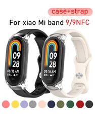 case+strap for Xiaomi Mi Band 9 Sport Rubber Bracelet Wristband pulseira correa Xiaomi Smart Band 9 NFC Accessories