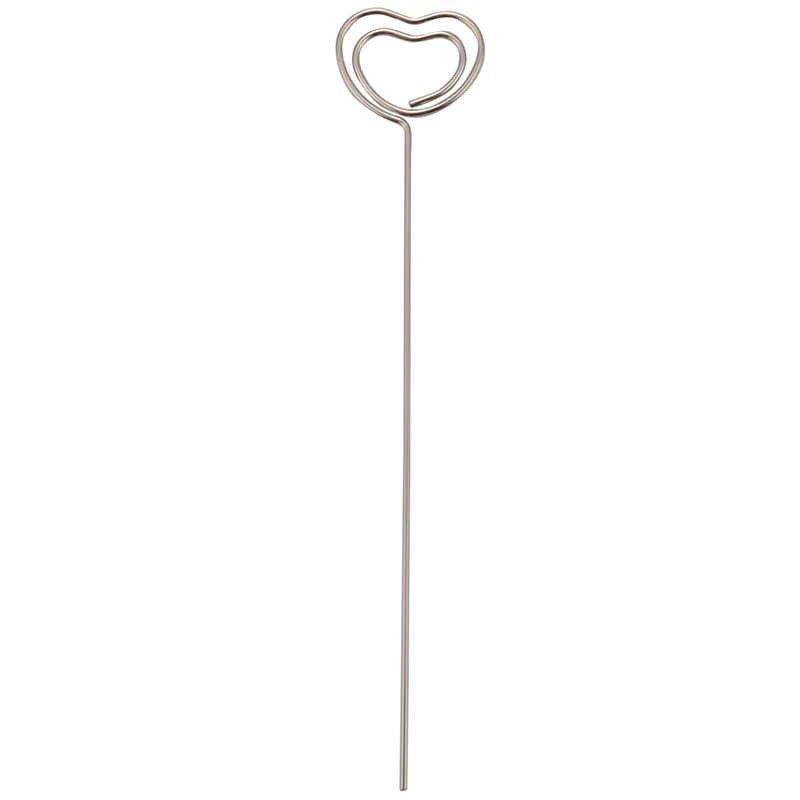 Clip de Metal para notas, soportes para tarjetas y números de mesa, soporte para fotos redondo y en forma de corazón, plateado, 120 unidades