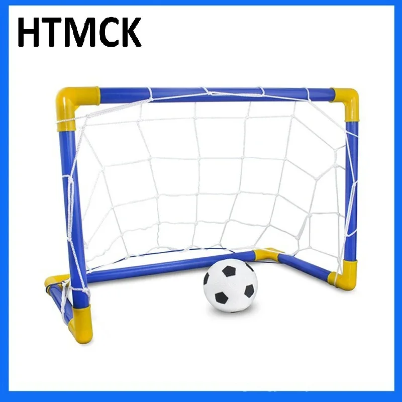 Portable Indoor/Outdoor Toy Football Goal Set44x25cm - Micro Soccer Net Pump&Ball Lightweight Kids Training Park Beach Games