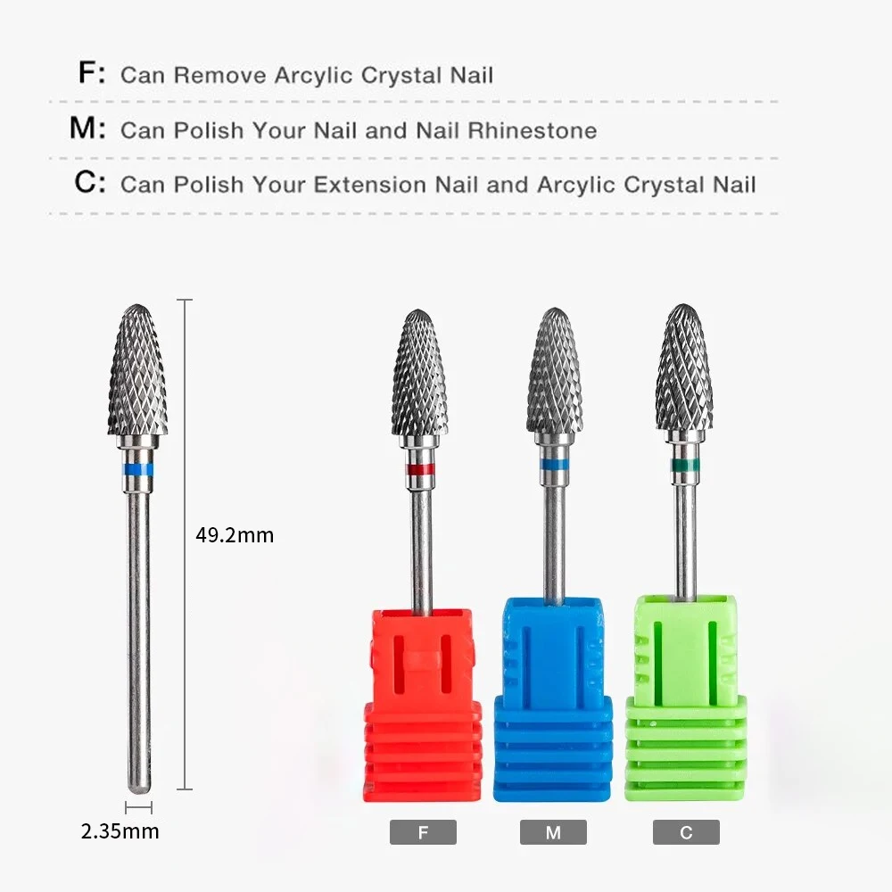 Broca de carburo de tungsteno para uñas, fresas rotativas para manicura, accesorios de taladro, eliminación de Gel
