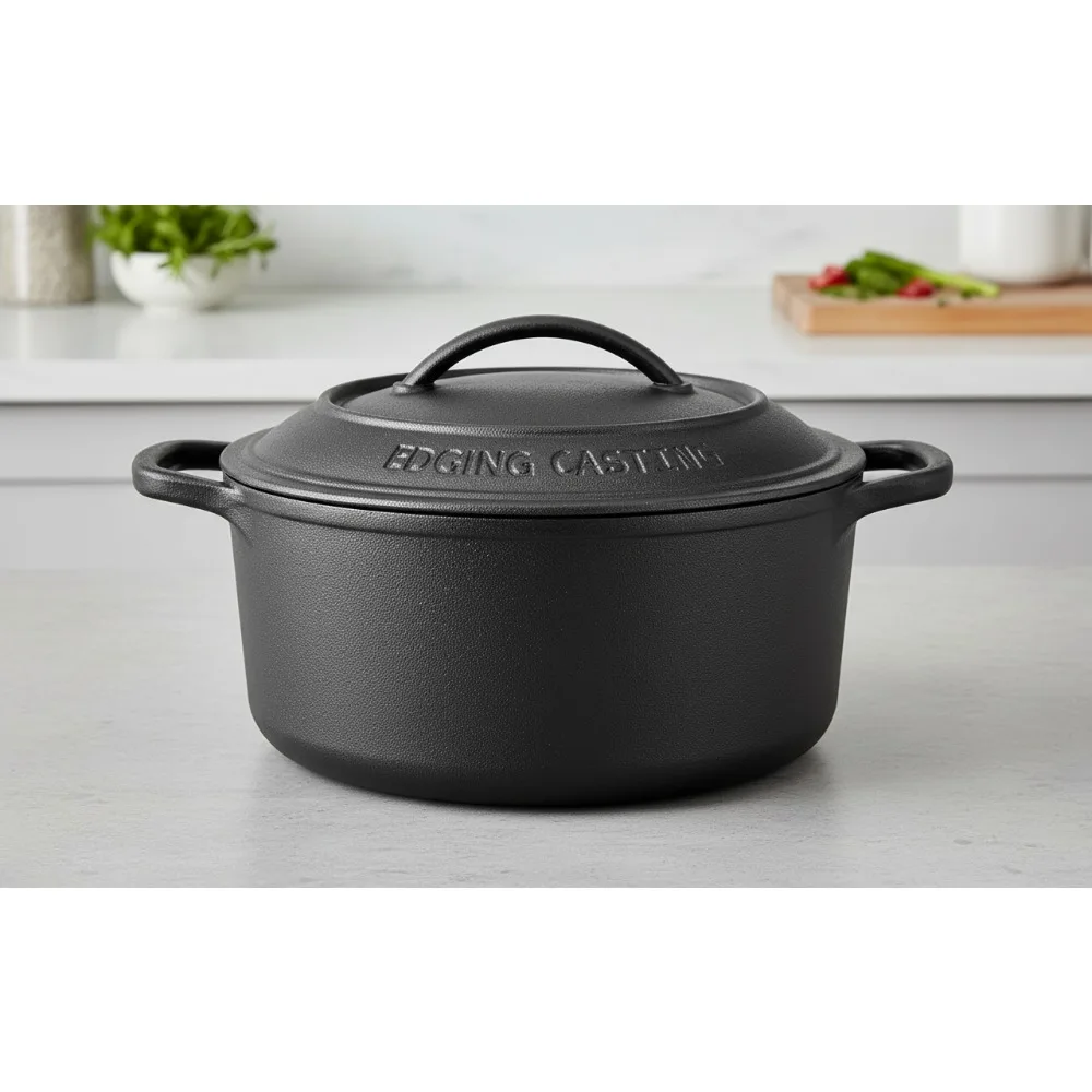 

5-литровая предварительно приправленная чугунная голландская духовка с крышкой, многофункциональная кастрюля для выпечки хлеба и приготовления на приготовлении на палубе