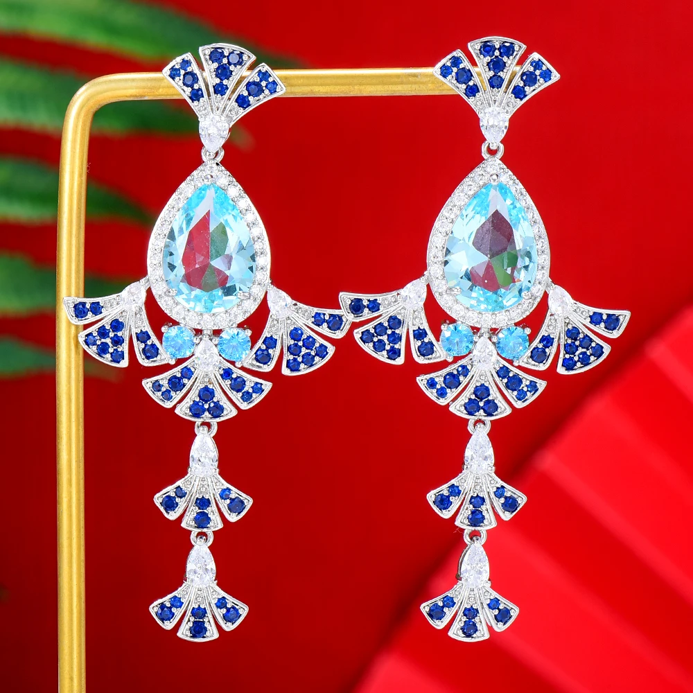 Soramoore Trendy New Drop Earrings Luxury Romantic Women Girl Charm CZ Shiny Fashion Ladies Daily Party Show Jewelry Best Gift