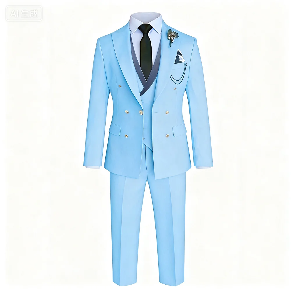

Men's 3 Piece Formal Suit Slim Fit Business Peak Lapel Tuxedo Best Man Blazer Set for Wedding Party Prom - Blazer Vest Pants