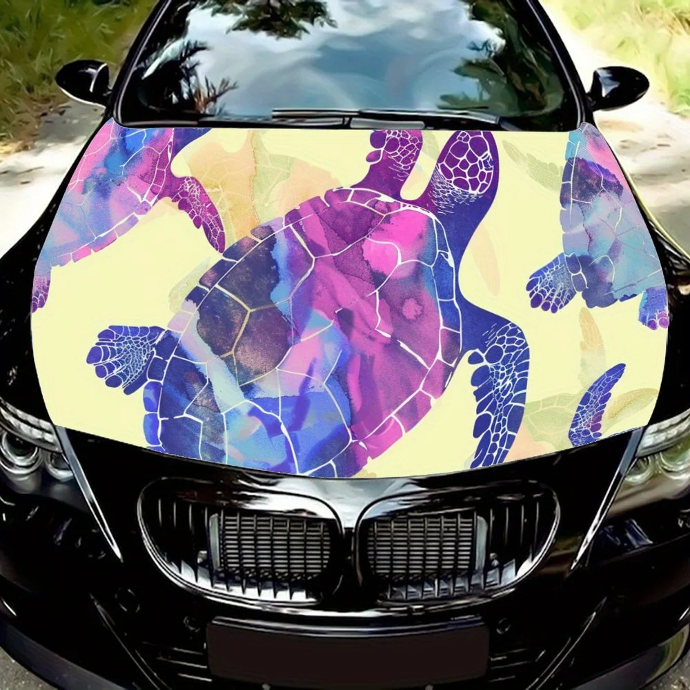

Sea Turtle, Ocean, Cool, Purple-blue, Colorful, Artistic, Gift，Car Hood Decal Sticker, Motorcycle and Truck Decal, Self-adhesive