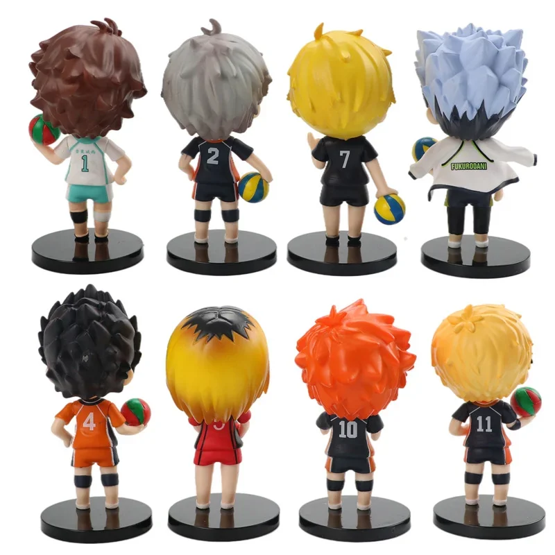 8Pcs/Set Second Generation Anime Haikyuu Volleyball Junior Figure Q Version 7-10cm Shoyo Hinata Sugawara Koushi Dolls Kids Gift