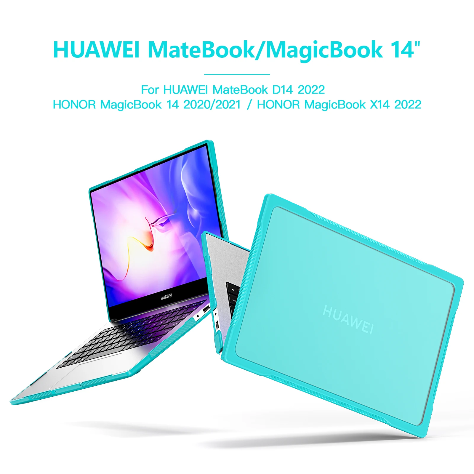 Laptop Case For Huawei MateBook D14 SE 2022 Multi-Layered Protection Cover For Honor MagicBook 14 2020 2021 X14 2021 Hard PC+TPU