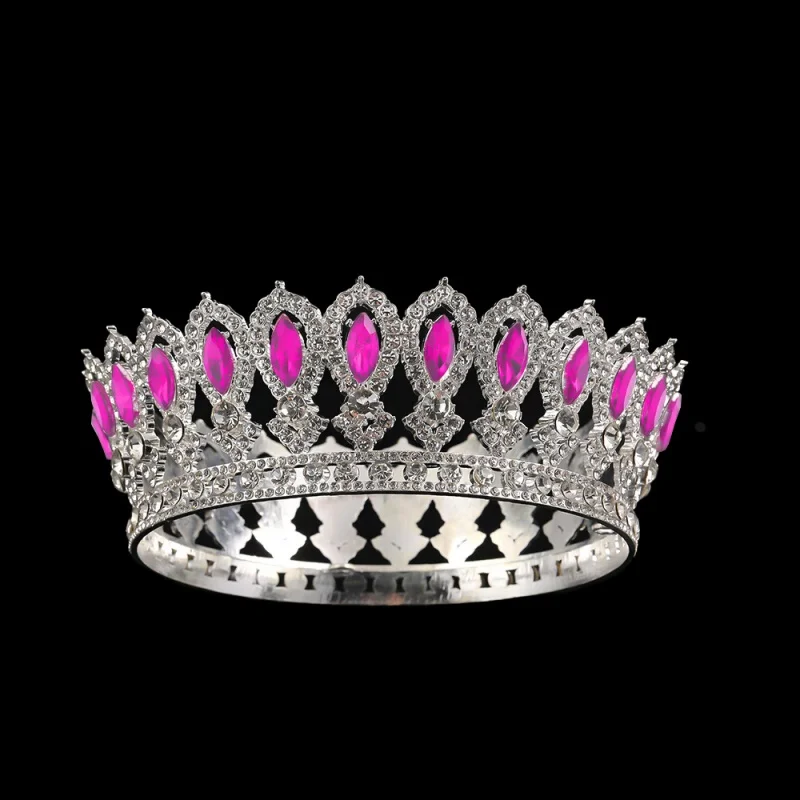 

Queen Tiara Round King Tiaras Bridal Wedding Crowns Sparkling Hair Jewelry Baroque Pageant Crowns for Women