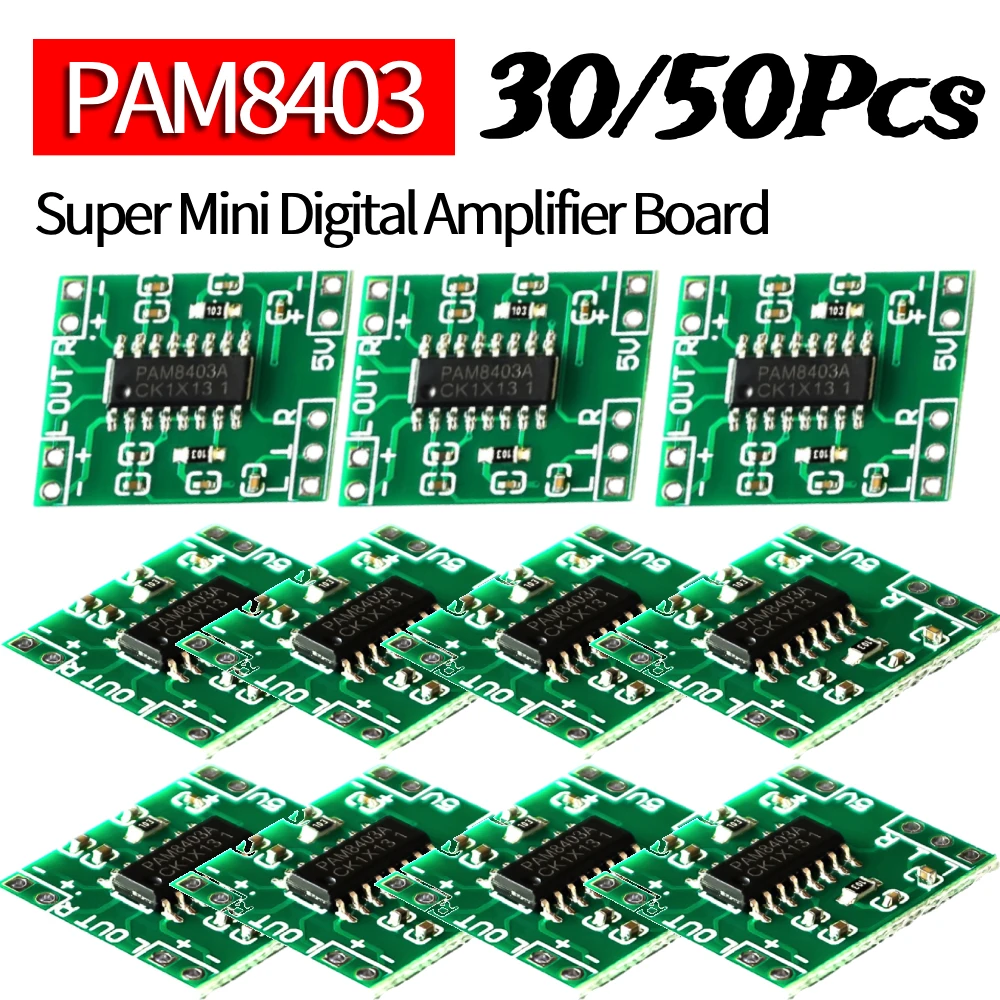 

30/50 шт. PAM8403 супер мини цифровой усилитель плата классD 2 канала цифровой модуль усилителя звука USB питание для регулировки громкости