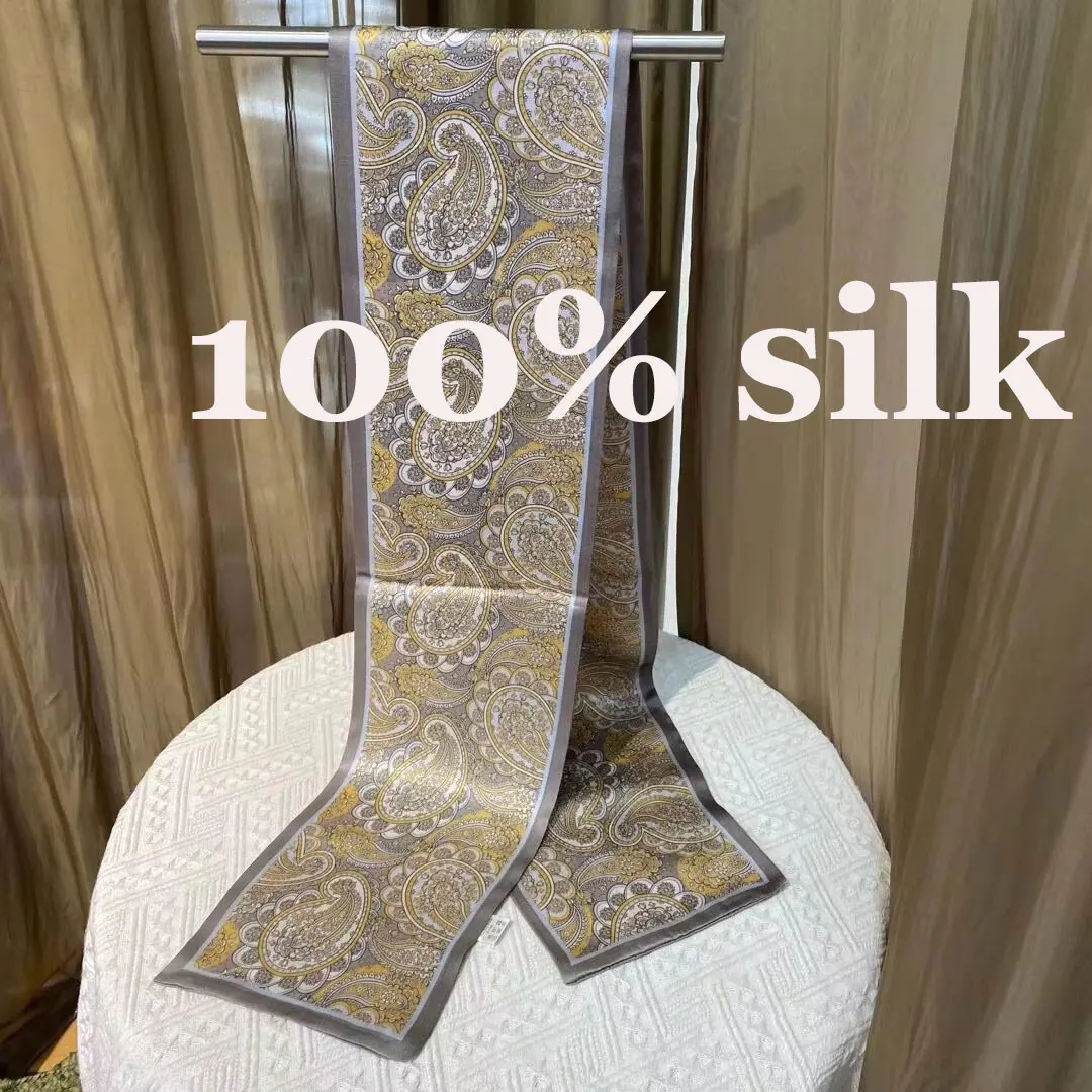 

15*150cm Luxury Brand Scarf 100% Silk Bandana Women Scarves Wrap Mulberry Fashion Headband Hijab Shawls Foulard Headkerchief