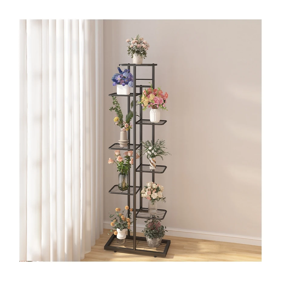 

9-Tier Metal Indoor Plant Stand with Flower Pot Holder Rack Multi-Layer Floral Garden Shelf