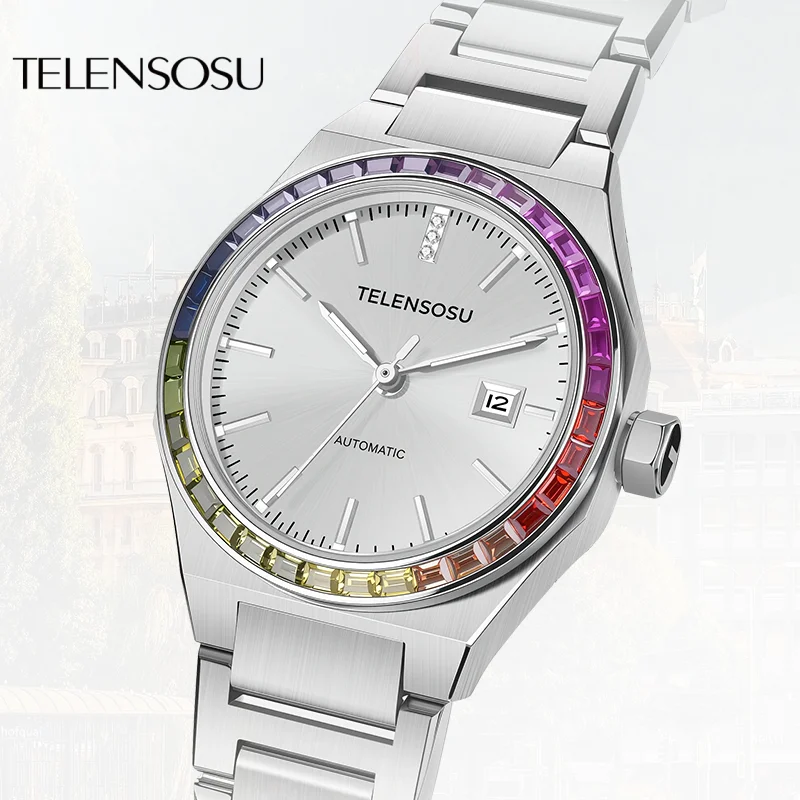 

TELENSOSU Simplicity Mountain & Sea Женские автоматические механические часы с сапфировым стеклом, водонепроницаемые до 50 м, Citizen, деловые, для женщин, 8803