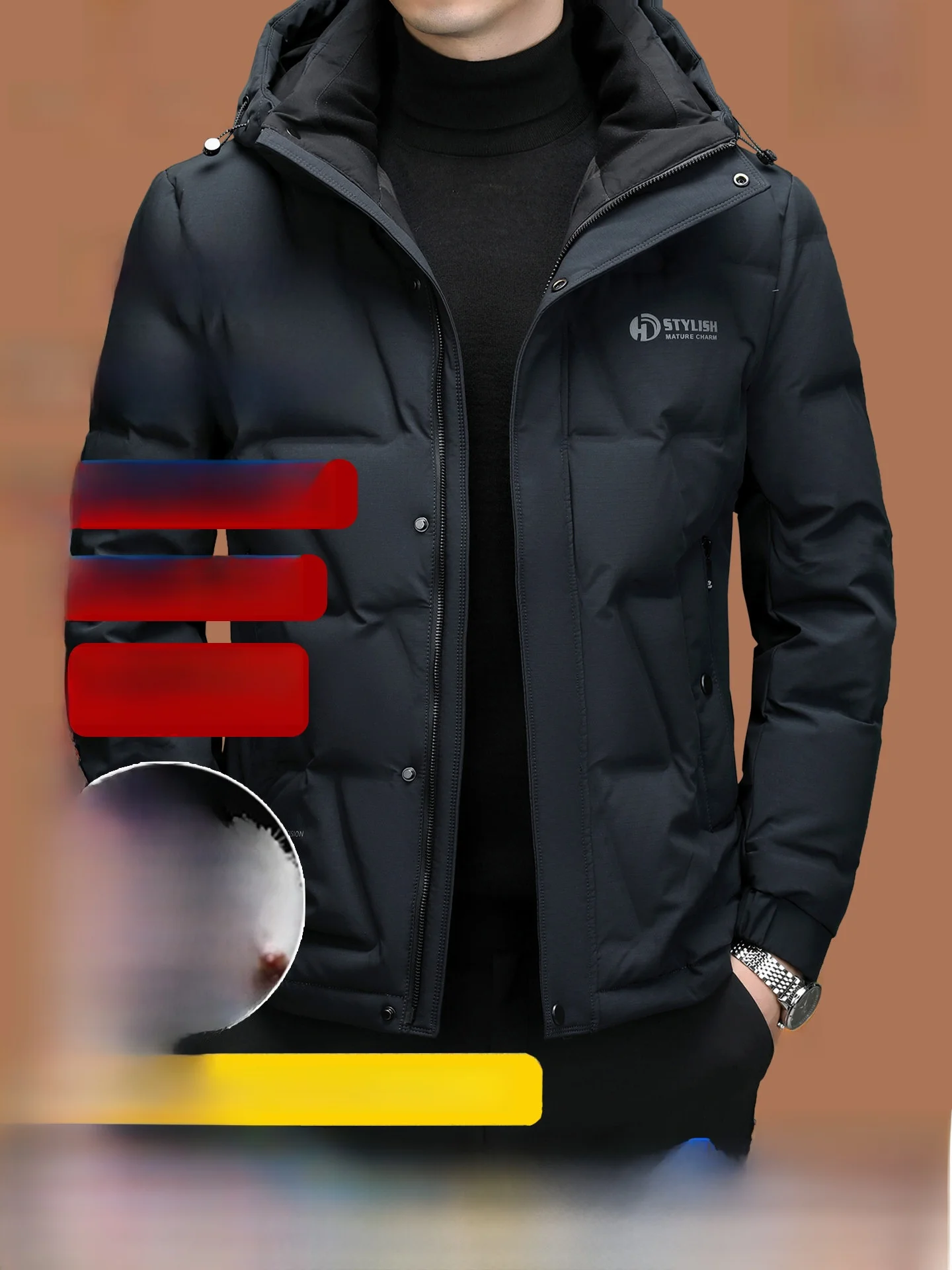 

Pierre Cardin Men's ort Puffer Jaet Stand Collar Thiened Removable Hat Warm Outerwear Du down Quilted Coat Casual Sle