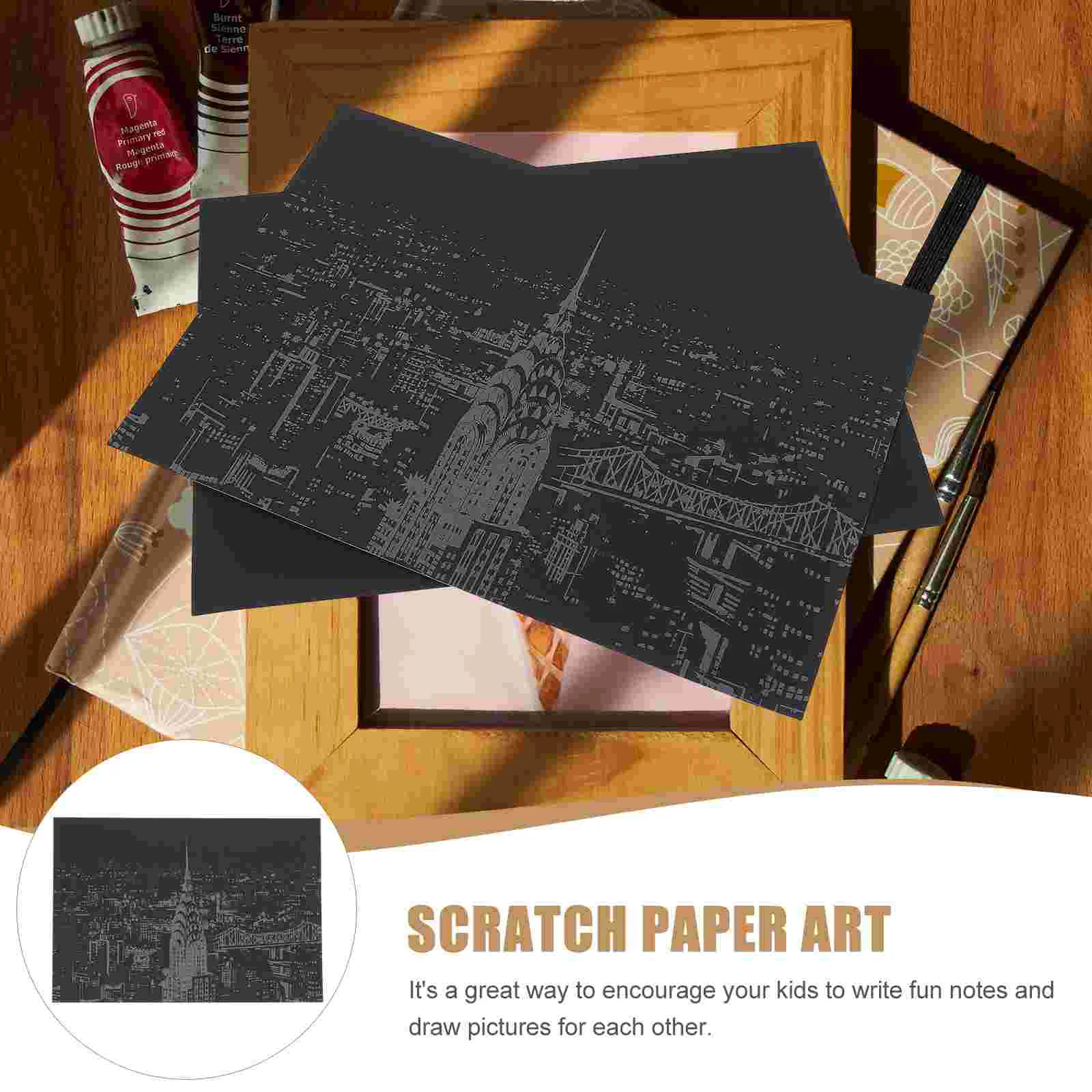 2 Pcs City Night View Scratch Paper Supplies Kids Drawing Toys Creative Educational Tools Children Craft Projects Scratch