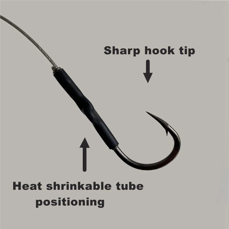 Stainless Steel Fishing Line Hook, High Carbon Steel, Barbed Hooks, Tackle Accessories, 10kg-30kg, 1/0-3/0, 3Set