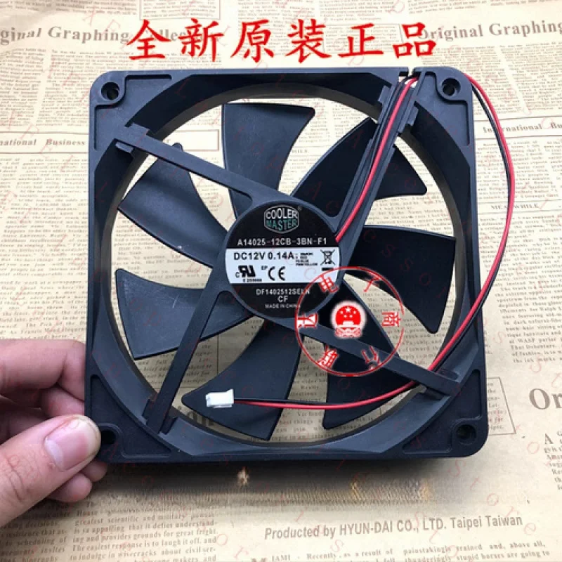 F para Cooler Master A14025-12CB-3BN-F1 DC12V 0.14A 14025 14CM Ventilador de resfriamento de caixa