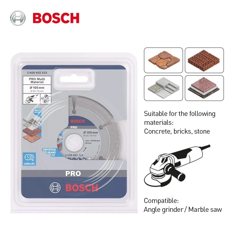 

Универсальный алмазный отрезной диск Bosch PRO Professional Series для мрамора и нескольких материалов, 105 мм, сегментированные зубы