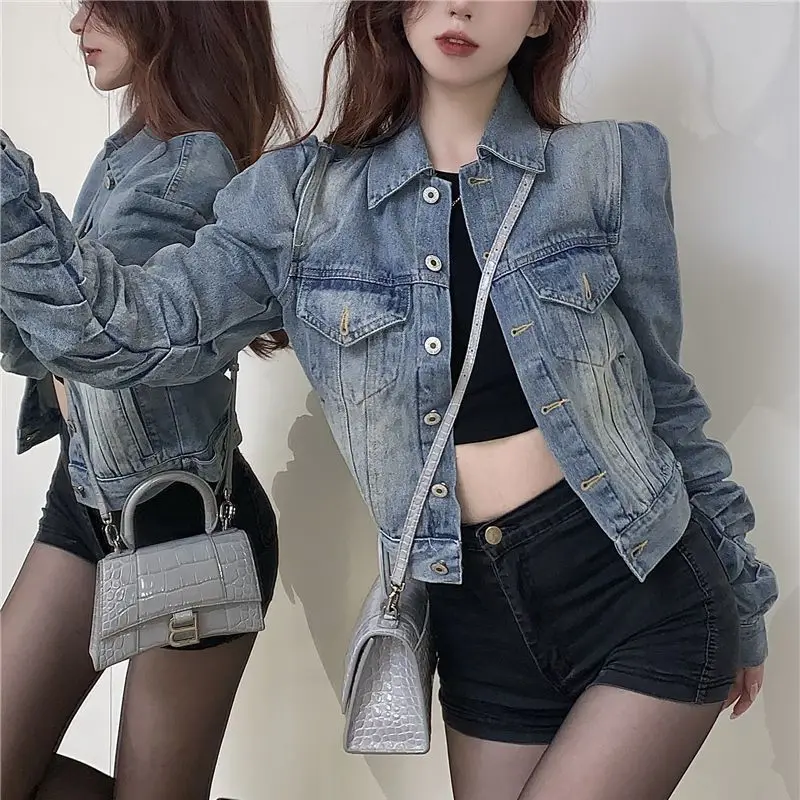 Spring Latest Fashion New Arrival Winter Denim Jacket Coats Autumn Woman Coat Crop Women\'s Jean Jackets 2024 Cowgirl Trend Blue