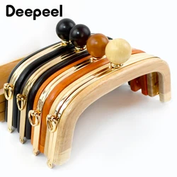 Deepeel-manijas de cierre de bolsa de madera, 9x20,5 cm, tornillos de Metal de madera maciza, cierre de beso DIY, marcos de monedero, accesorios para bolsos hechos a mano, 1 ud.