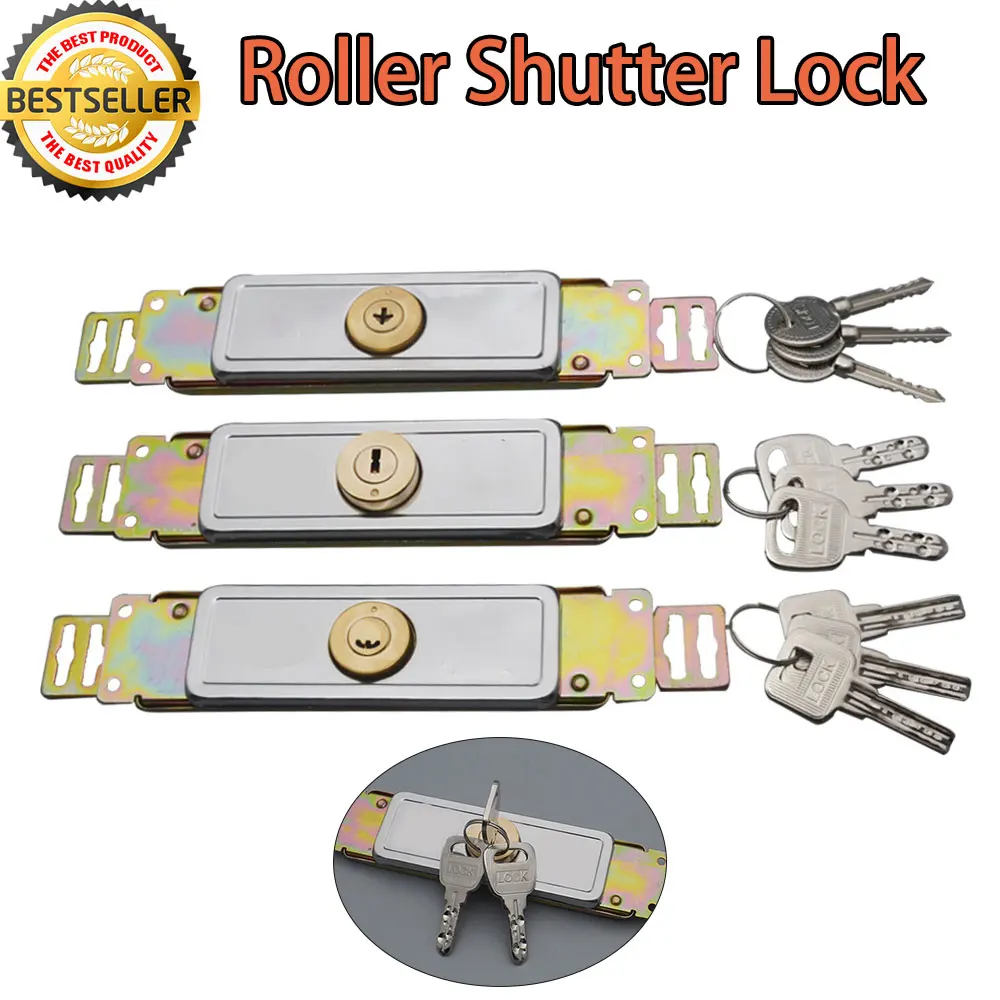 Rolling Security Door Lock Anti-theft Locks with Key Roll Gate Lock Install Middle Bottom Shutter Safe Lock Garage Home Hardware