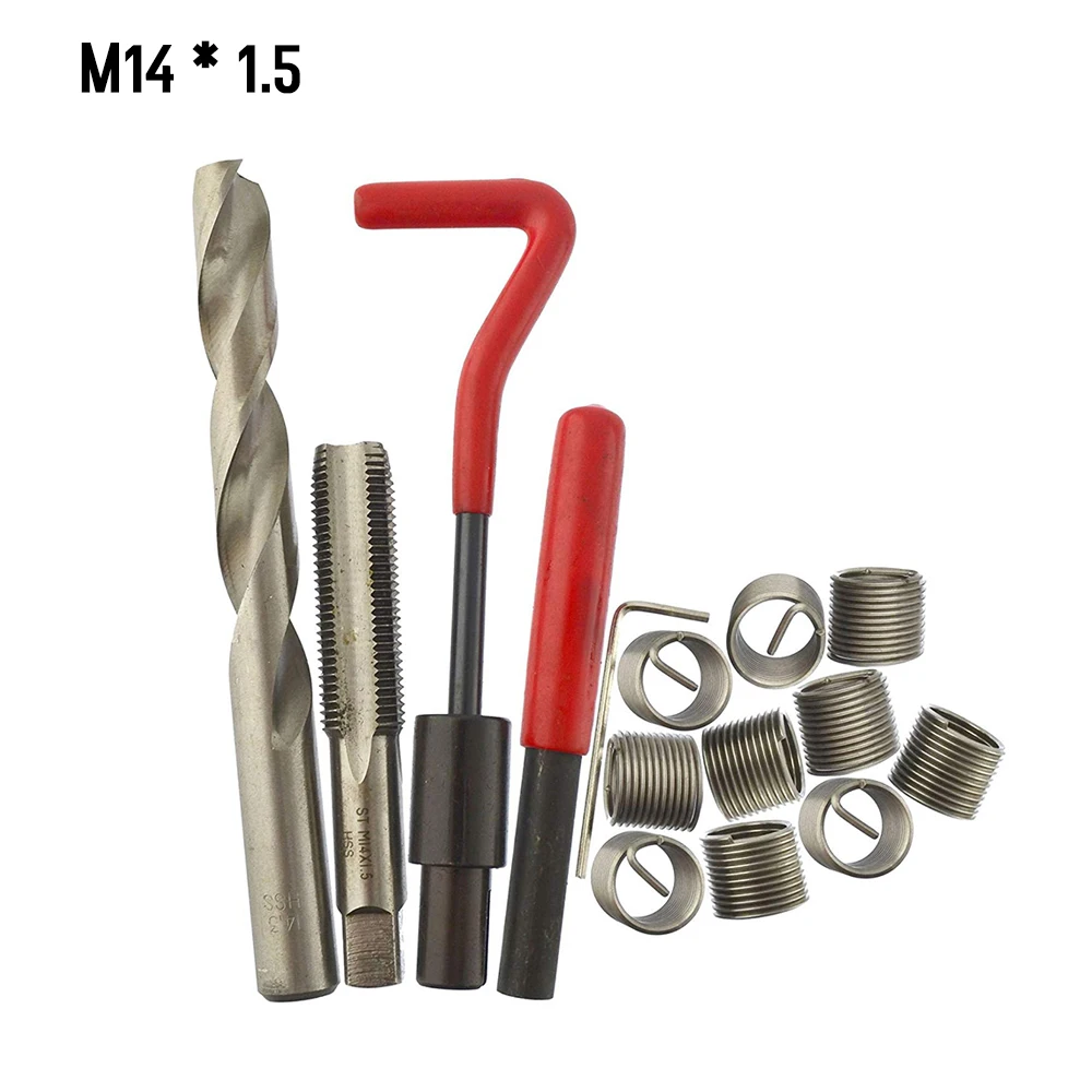 15-30Pcs Metric Thread Repair Insert Kit M5 M6 M8 M10 M12 M14 Helicoil Car Pro Coil Tool M14 * 1.5 Thread Repair Insert Kit