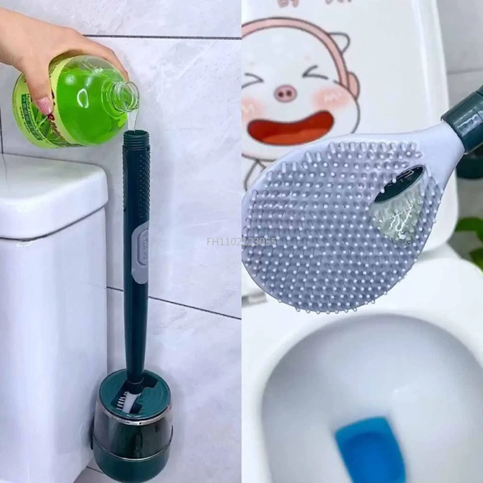 Soap Dispensing Toilet Brush with Holder Silicone Long Handled Cleaning Brush Wc Toilet Brushes Bathroom Accessories