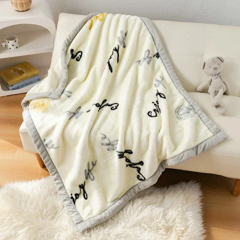 Soft 100*120cm Raschel Cartoon Blanket for Kids Children Double Layer Thicken Warm Winter Baby Blanket Throw Cover Plush Quilt
