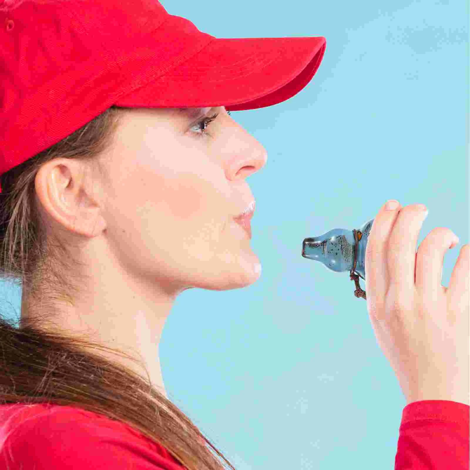 

Gourd Ocarina Alto C Ocarina 6 Hole Ceramic Flute Ocarina with Wax Rope for Music Lovers Beginners and Outdoor Activities Blue