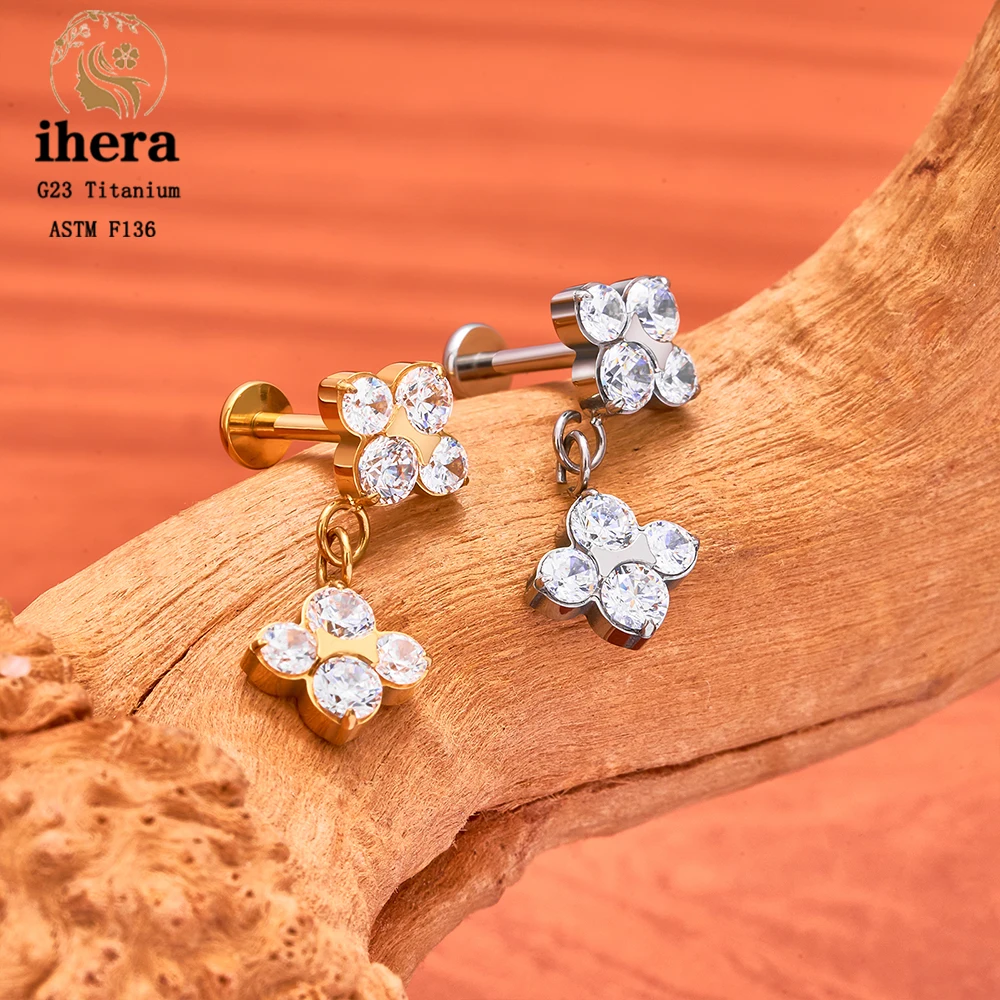 ASTM F136 Titanium Ear Cartilage Earrings Internal Thread 16G Hidden Helix Stud CZ Drape Chain Flat Back Tragus Piercing Jewelry