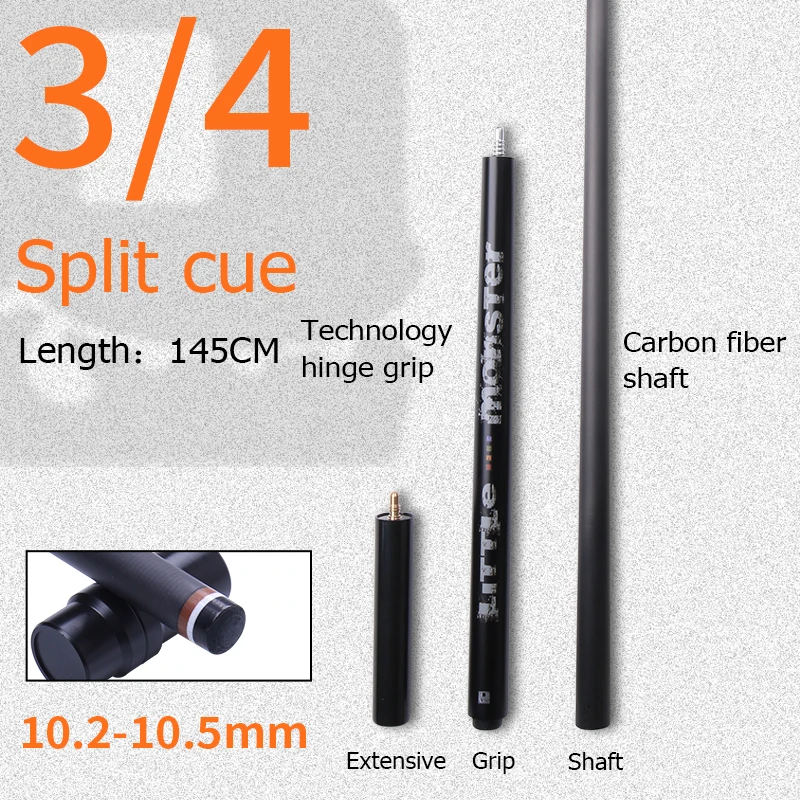 Professional Crazy Cue for Snooker America, Carbon Fiber Game Stick, 3, 4 Split Cue,