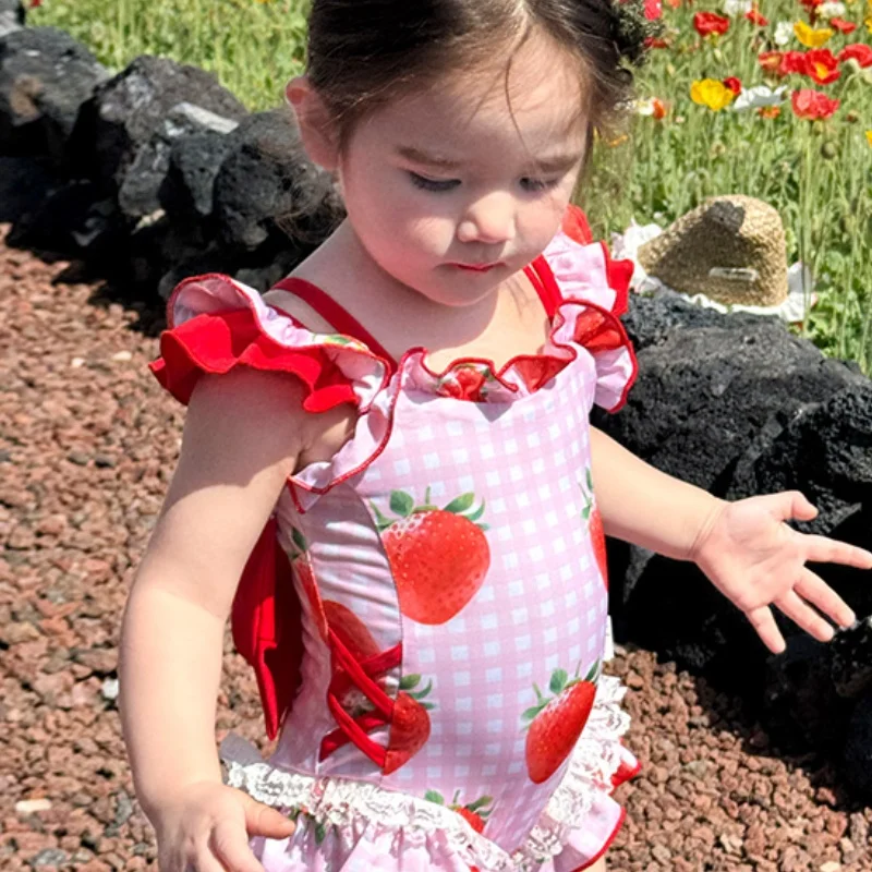 

Baby Girls Swimsuit Young Girl One-Piece Quick Dry Swimwear Princess Bathing Suit Little Girls Swimming Wear Bikini Size 2-9Y