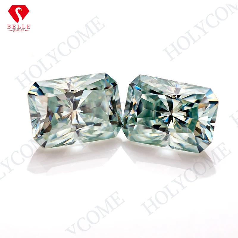 

Moissanite Stone 4X6-10x14mm Loose Moissanite Aqua Blue Radiant Shape Brilliant Gemstone Diamond VVS Clarity For Engagement Jewe