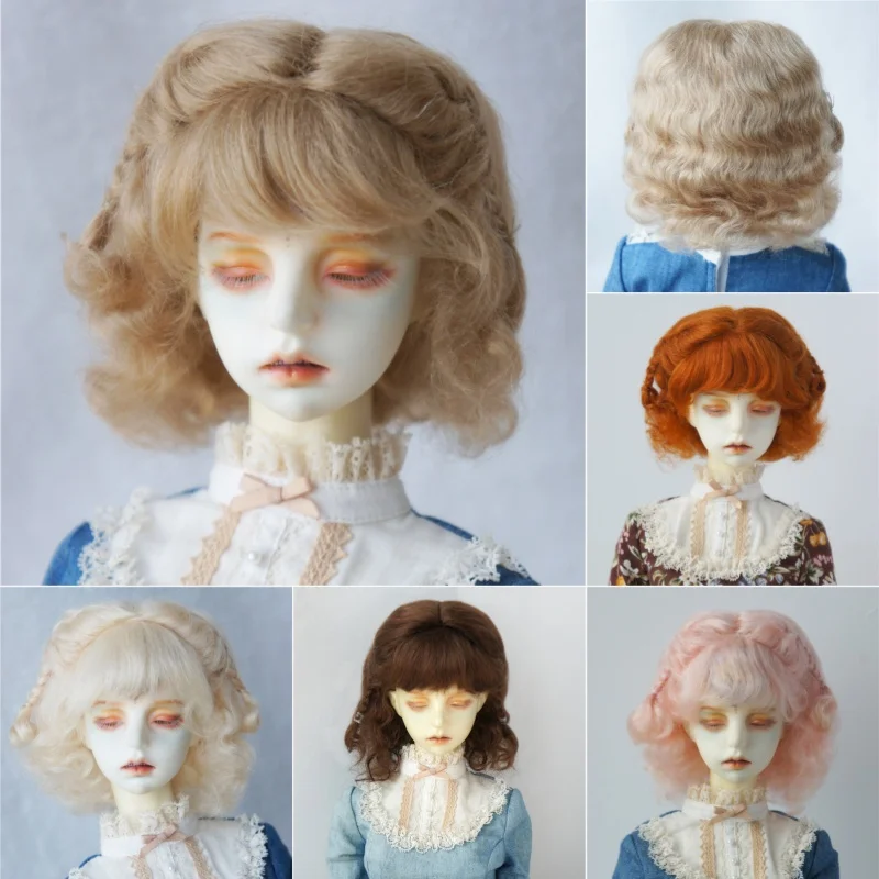 1/8 1/6 1/4 1/3 SD DOD QBaby Blythes muñeca pelo JD249 doble Mini trenzas onda corta de bebé Mohair pelucas de muñeca BJD