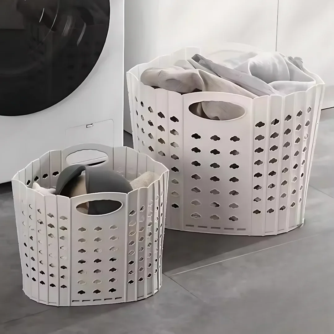 Folding Dirty Clothes Basket Plastic Hand-held Wall-mounted Clothes Storage Basket Multifunctional Portable Dirty Clothes Basket