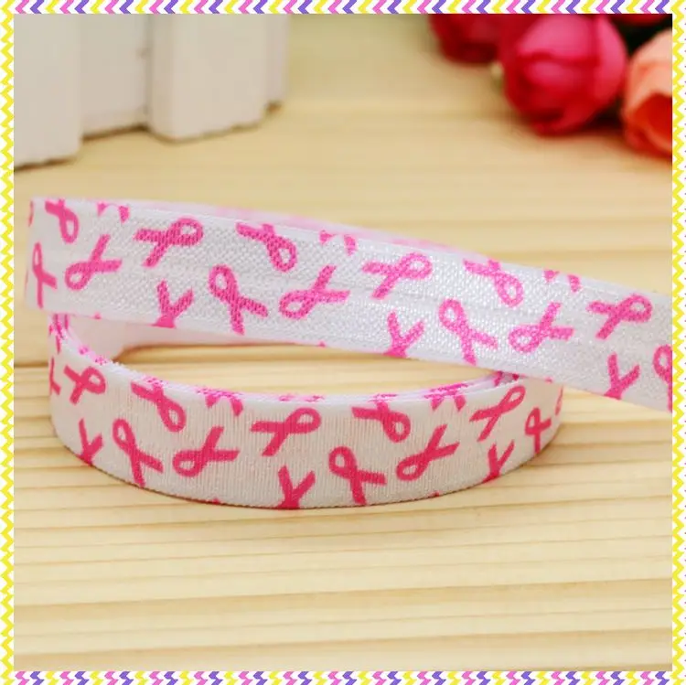 DHK 5/8\'\' 5yards Love Sun Hope HWLF Autism Friend Printed Fold Elastic FOE Stretch Ribbon Accessories Craft DIY Sewing C2647