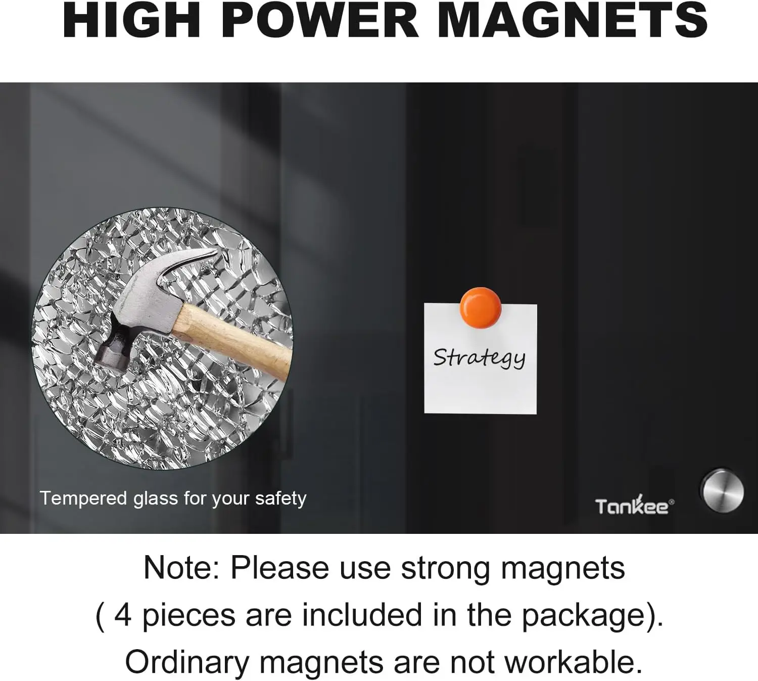 Quadro branco de vidro magnético sem moldura grande, 36 x 24 polegadas, temperado para uso doméstico, escola e escritório
