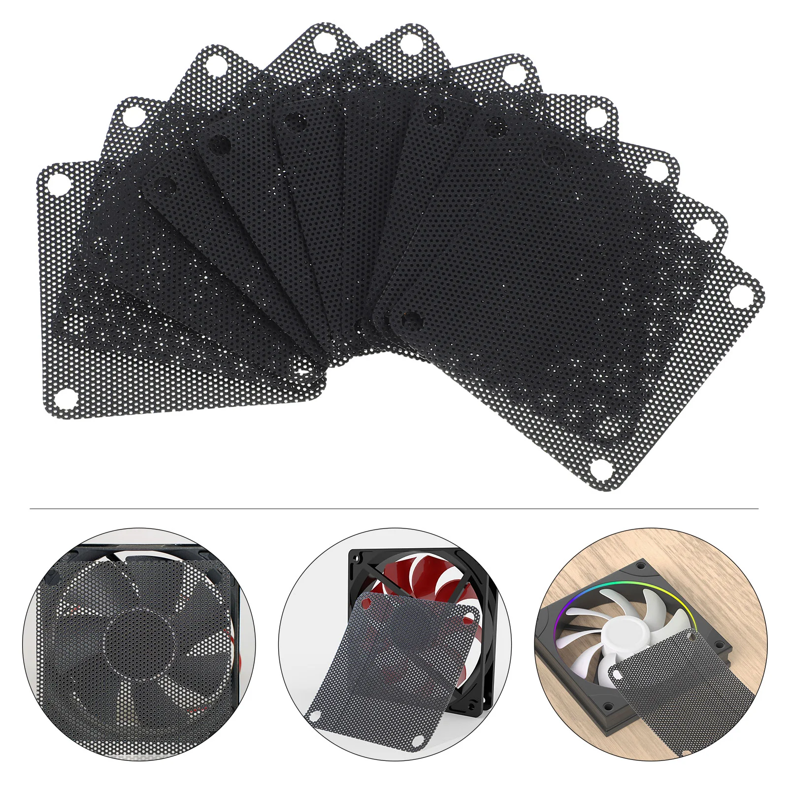 

10 Pcs Filter Computer Case Dust Accessory Fan Cover Covers Speakers Filters Black