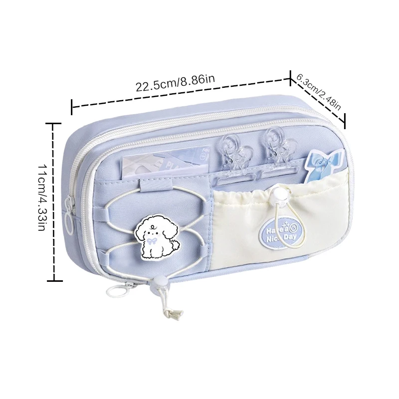 1 Large Capacity Pencil Case, Comes with a Small Dog Brooch, Pen, Clip, Sticker, Multi-Functional Portable Pencil Case