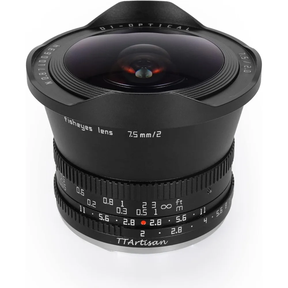 TTARTISAN 7.5mm F2 APS-C Fisheye-camera lens met grote diafragma voor Sony E, Nikon Z, M4/3, Canon EOS M, L, Fuji X Mount camera, A5000