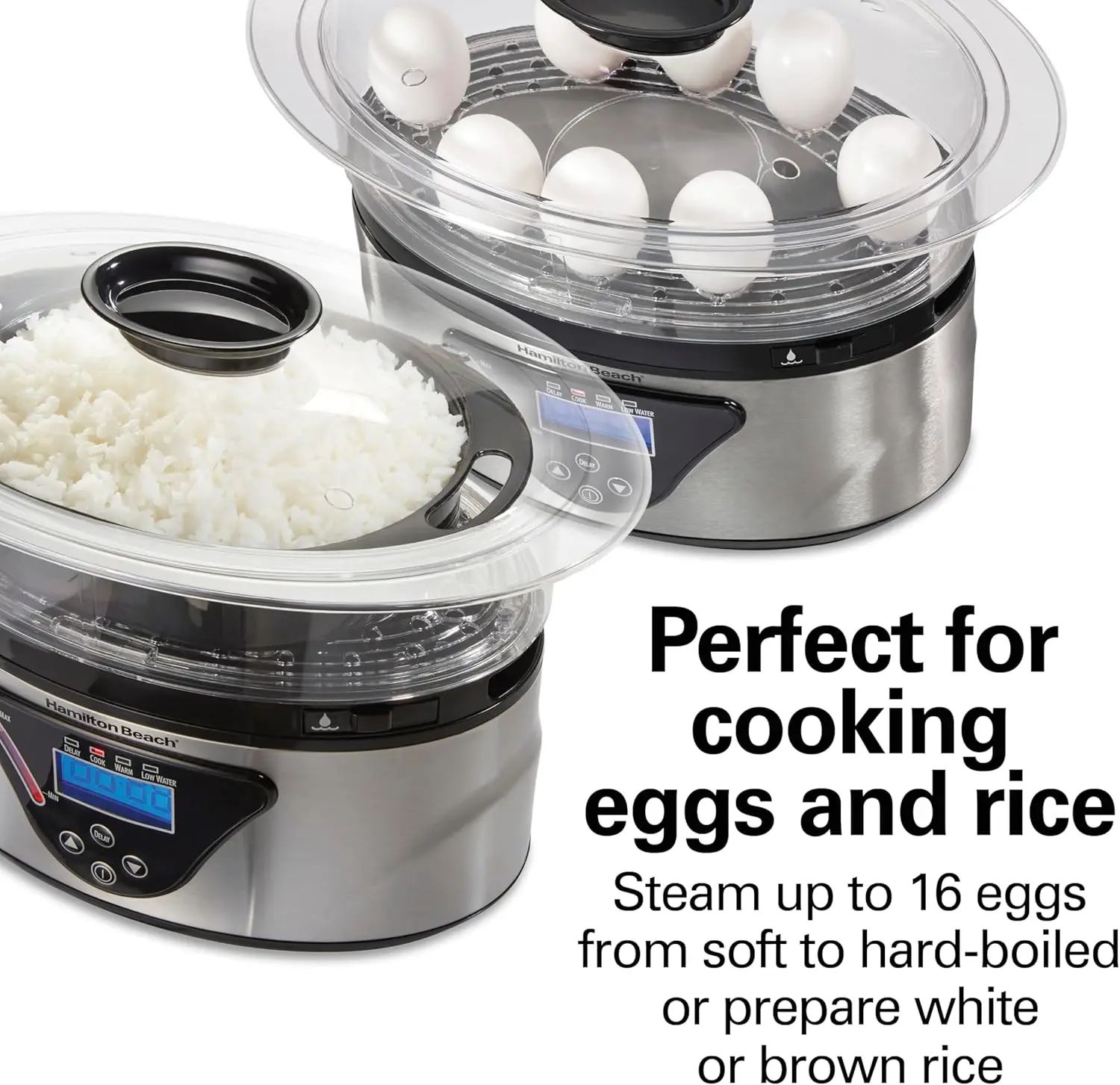 جهاز طهي الطعام بالبخار الكهربائي الرقمي وجهاز طبخ الأرز لطهي سريع وصحي للخضروات والمأكولات البحرية، قابل للتكديس #5