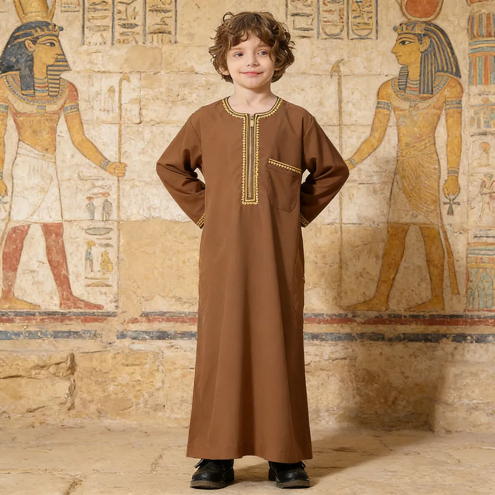 

Детская мусульманская одежда для мальчиков: джубба, тоба, роба, арабская исламская одежда с молнией, длинным рукавом, для Рамадана, дашдаша, диффада, в стиле Ближнего Востока, Дубай, Саудовская Аравия