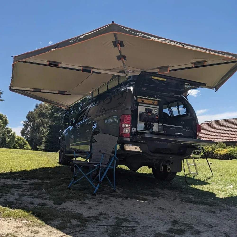 270° Auto-Dachzelt für Sonnenschutz, 360-Grad-Markise, modernes, neuartiges Design, Auto-Dachseitenmarkise für Reisen im Freien
