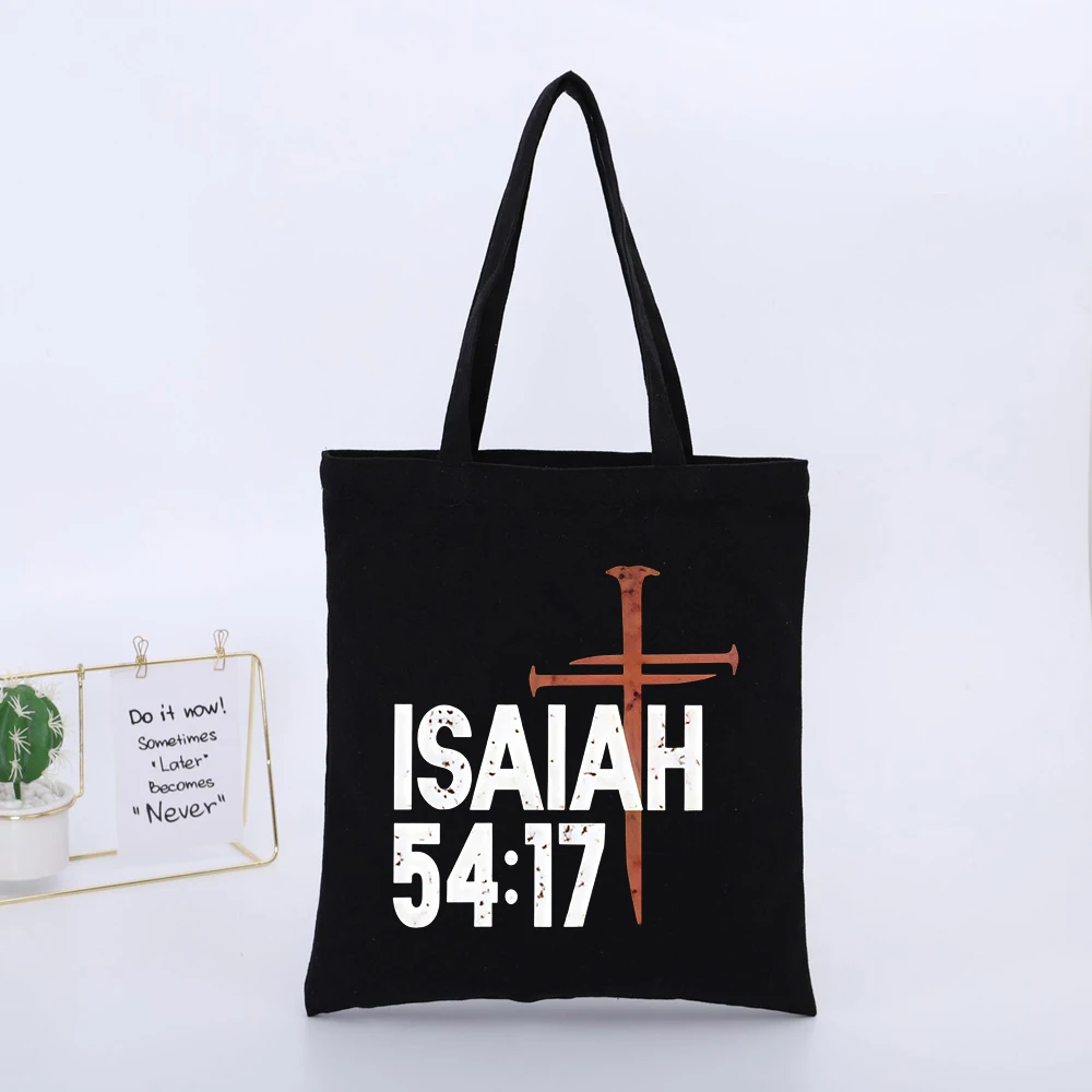 Men's Letter and Cross Print Canvas Tote Bag, Casual Style for Daily Shopping and Outdoor Use