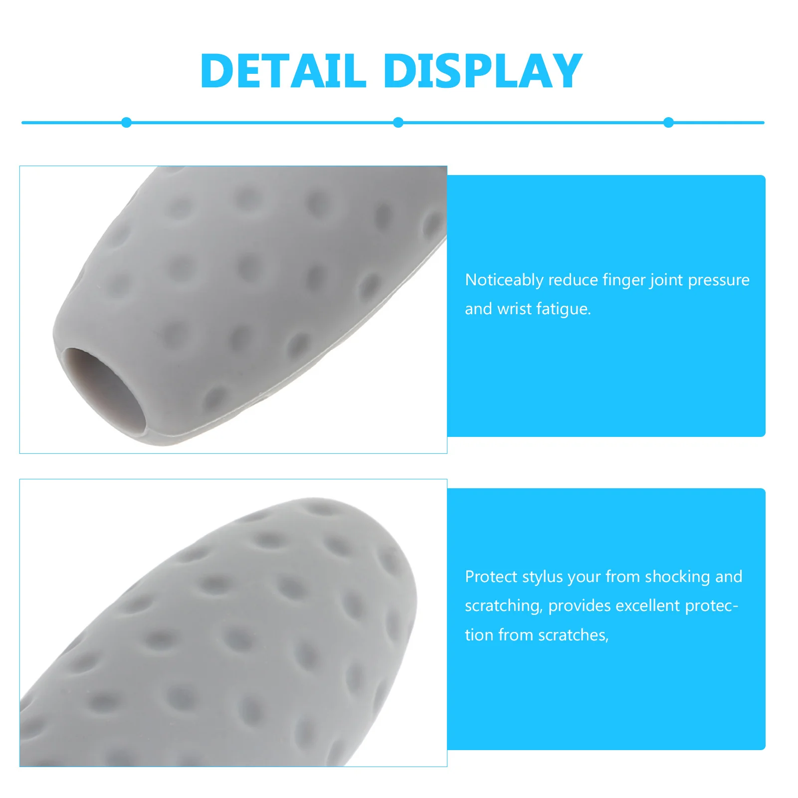 Capa protetora de silicone para caneta, capa protetora cinza, suporte de borracha de silicone, compatível com lápis, design ergonômico e antiderrapante