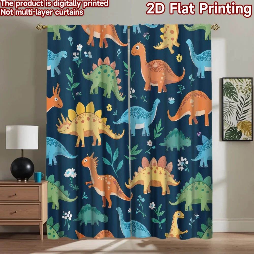 

1pc 2D flat Photography Backdrop Tapestry Colorful Dinosaurs and Flowers 100% Polyester Family Party Decoration for Holiday