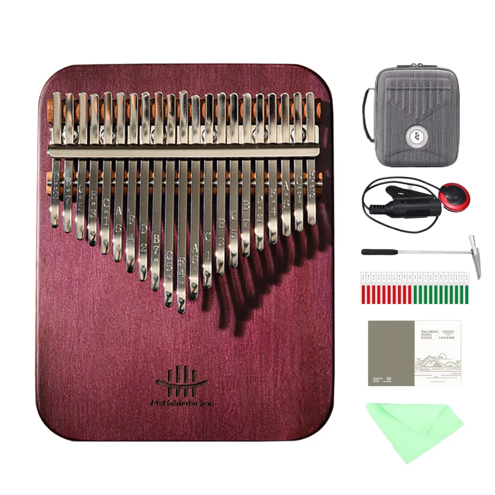Hluru 21 teclas púrpura corazón tablero Kalimba profesional 17 teclas pulgar Piano dedo Mbira Kit para principiantes con estuche
