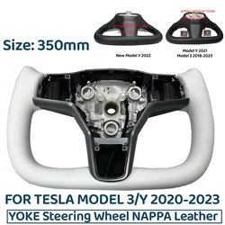  350mm Yoke Handle Steering Wheel With Heating Personalized NAPP Leather Accessories For Tesla Model 3/Y 2018-2022 Y 2022-2024